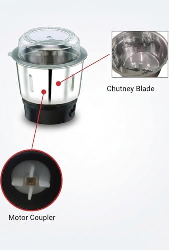 Image of Bajaj Original Chutney Jar 400ml, Stainless Steel Mixer Grinder Spare Jar with Lid, Compatible with Twister, Fruity, GX-7, GX-8, Bravo, GX-10DLX, GX-15, Rex, FX-7 Models