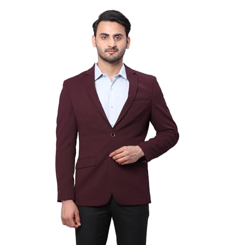 Image of Park Avenue Men's Super Slim Fit Pure Terylene Structure Pattern Notch Lapel Full Sleeve Formal Jacket