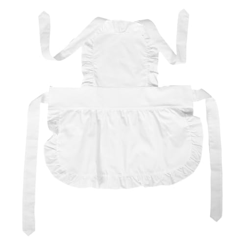 TOYANDONA Delantal Blanco Volantes para Niñas, Diseño Princesa Elegante de Algodón, Adecuado para Juegos de Rol y Aventuras Cocina