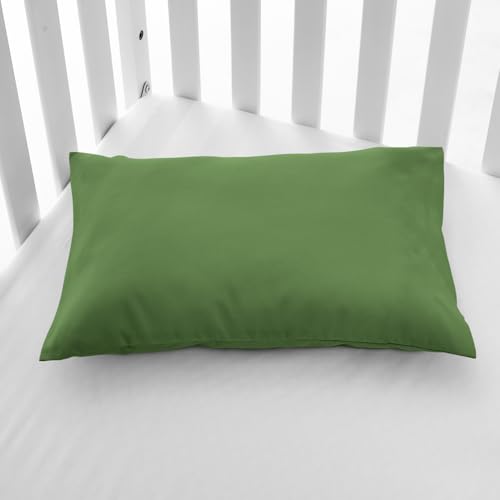 Image of EXQ Home Toddler Pillowcases Zippered 13x18 Travel Pillow Case Set of 2, Small Pillow Case Fits Baby Pillow Sized 12x16, 13x18, Kids Pillowcases 2 Pack Machine Washable(Dark Green)