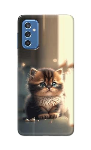 Image of Plastic Printfidaa Printed Hard Back Cover Case For Samsung Galaxy M52 5G Back Cover (Cute Cat) -112, Multicolor