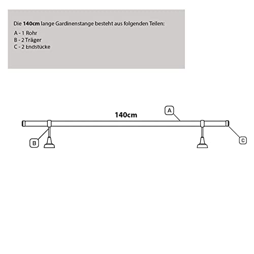 MDEKOR Gardinenstange Gold 19mm einläufig mit Zubehör