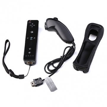 Black Remote & Nunchuk Controller Bundle For Nintendo Wii & Wii U