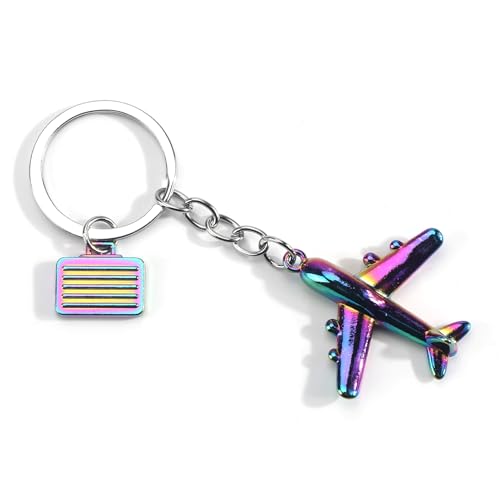 MUCOOS Airplane Model Keychain Colorful Plane Bag Pendant Keyring for Teacher and Friendship Gifts Graduation Presents Students Personalised Keyring