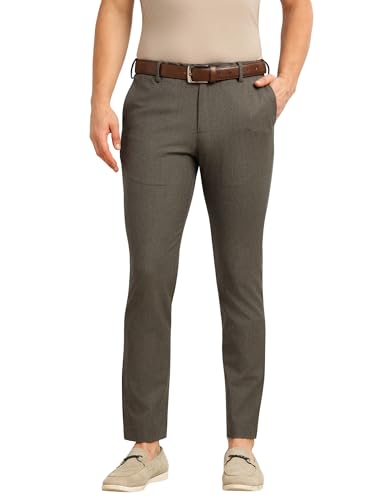 Image of Thomas Scott Men's Regular Fit Mid-Rise Solid Formal Performance Trouser | Flexi-Waist & 4-Way Stretch | 4 Pockets | Button Closure