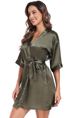 Image of Women's Pure Short Silky Robes Bridesmaid Bride Party Satin Robes Sleepwear