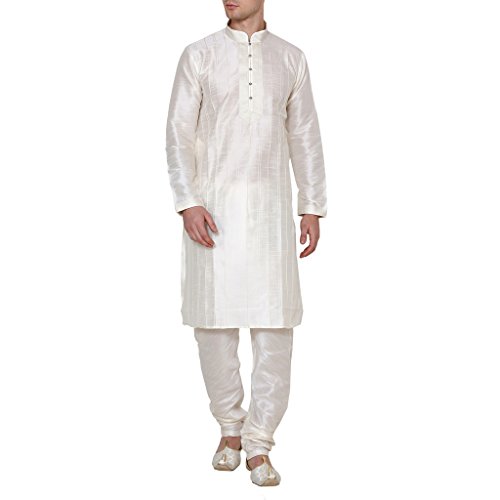 Kurta Pyjama en soie mélangée Royal Kurta pour homme ensemble indien beige