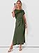 ANRABESS Womens Summer Maxi Dress Casual Crew Neck Tie Waist Split Wrinkle-Free Fit Long Fashion Vacation Dresses 2026 Spring Army Green Large