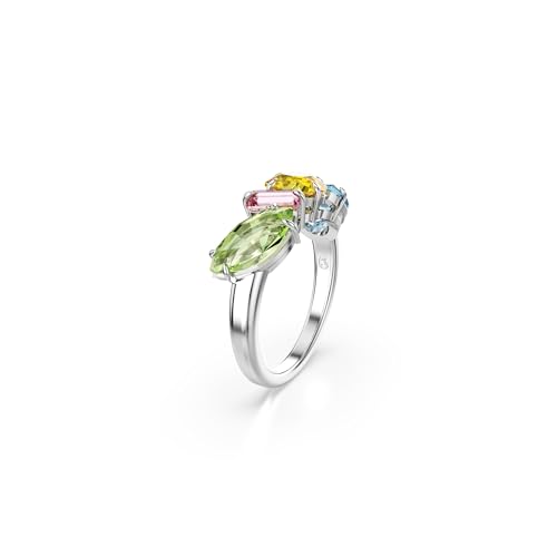 Swarovski Gema Ring, Mixed Cuts, Multicolored, Rhodium Finished; Size: Us 7; Eu 552