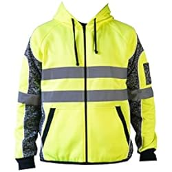 Ropa De Trabajo Fluorescente Bitco BTC50 Chaleco reflectante de seguridad con capucha, Abrigo, Ropa de trabajo, Chaqueta exterior Ciclismo al aire libre amarilla (XL)