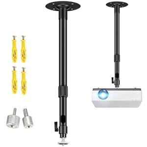 2-Be-Best Upgraded Projector Mount, Extending Projector Ceiling Mount Projectors Wall Mount with Extendable Length 14-24 in / 37-62 cm Adjustable 360° Angle Rotatable Projectors Mounts Black
