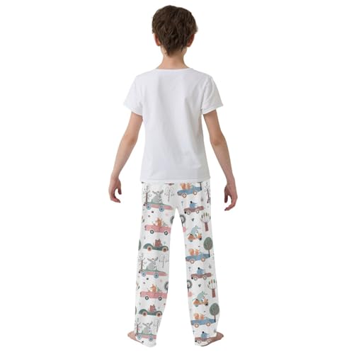 ZZXXB Foxes Riding Car Boys Long Pants Soft Trousers Elastic Waist Kids Lounge Bottoms with Pockets S-XL3