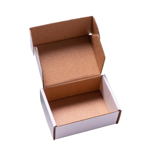Image of BonKaso 3 Ply White Flap Corrugated Boxes for Packaging | 8 inchx4 inchx2 inch (Pack of 50) | Cardboard Packing Box for Shipping, Moving & Storage | Cartons for Courier & Goods Transportation.