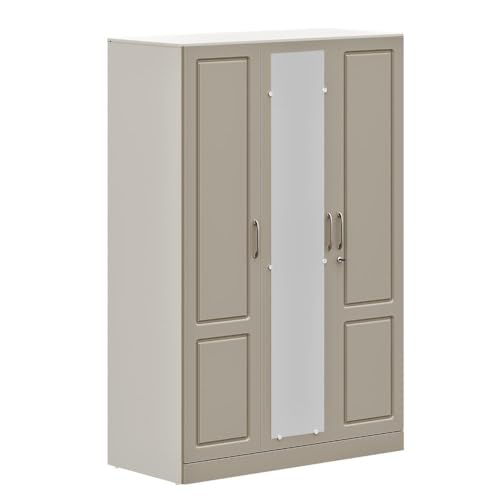 Image of Wakefit Wardrobe for Bedroom | 3 Yr Warranty | Cupboard for Bedroom, Almirah, Wooden Wardrobe, Comes with LED light, Storage Drawer, Mirror & Hanger, Density:680-750kg /m, Free Installation(Tyrian-CB)
