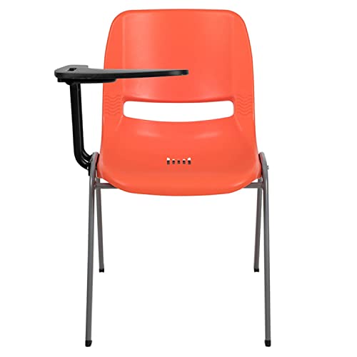 Flash Furniture HERCULES Orange Ergonomic Shell Chair with Right Handed Flip-Up Tablet Arm - Thumbnail 6