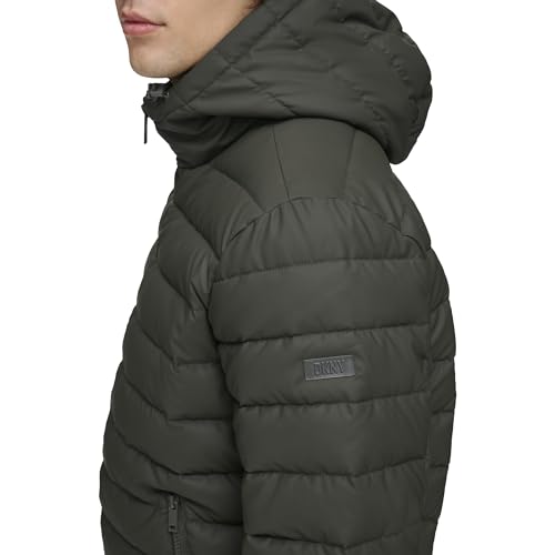 Image of DKNY Men's Quilted Performance Hooded Bomber Jacket