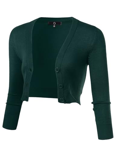 Image of Allsense Women's Cropped Bolero Shrug Cardigan | 3 /4 Sleeve, Button Down, Lightweight Knit Sweater
