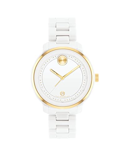 Movado Bold Verso Watch �����p - �X�C�X�N�H�[�c 3H���[�u�����g�A�Z���~�b�N�����N�u���X���b�g - 5�C���h�� - �����p�����t�@�b�V�������v - 39mm, �z���C�g