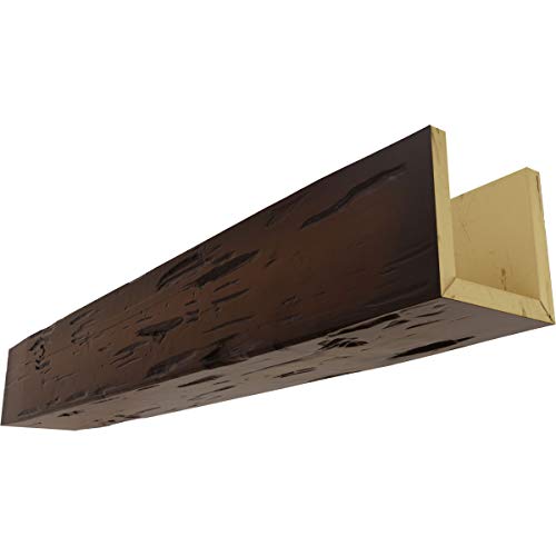 Ekena Millwork BMPC3C0080X060X120ZM 3-Sided (U Pecky Cypress Endurathane Faux Wood Ceiling Beam, 8"W x 6"H x 10'L, Premium Mahogany