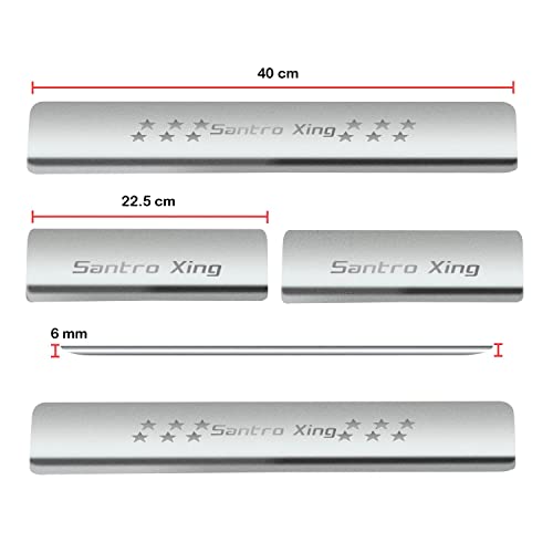 Image of AC Door Sill /Foot Step Stainless Steel Scuff Plate Plates Compatible with Hyundai Santro Xing (Set of 4 Pcs)