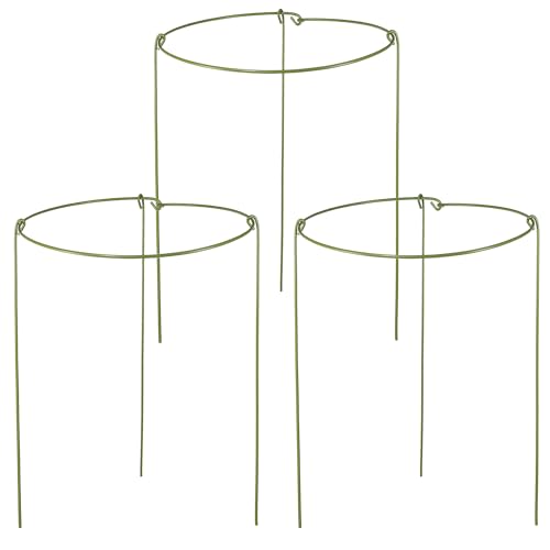 cozyou 3 Pack Garden Stakes Plant Support Cage, Plant Support Rings for Outdoor Indoor Peony Tomato Rose Flowers Potted Plants (10' W x 17' H)
