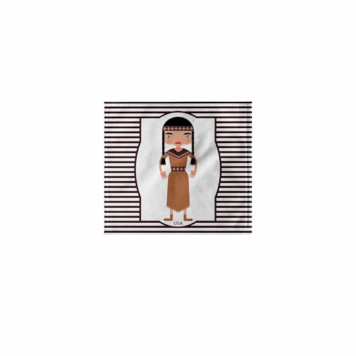 3dRose 11x12 Wash Cloth for Face and Body - American Native Girl Representing Indigenous Peoples of The Americas Countries and Cities Cartoon
