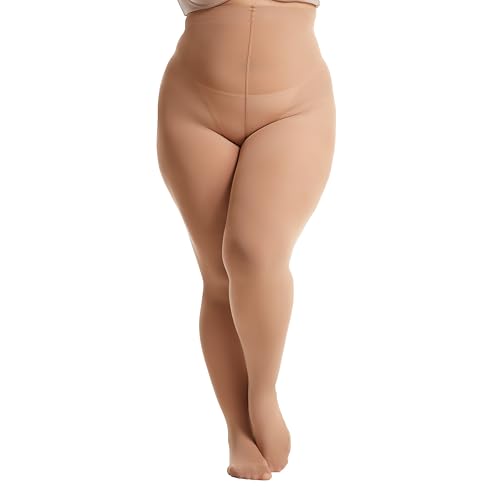 Image of Frola Plus Size Tights for Women Semi Opaque Control Top High Waist Stockings 60 Denier Women's Pantyhose 2X 3X 4X 5X