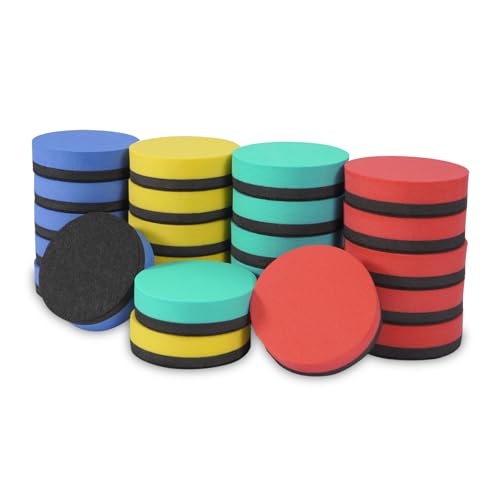 SITHON Whiteboard Schwamm, 24 Stück Magnetisch Whiteboard radierer, Mini-Rund-Whiteboard-Schwämme 5 cm Durchmesser, Whiteboardlöscher Tafelradierer Wischer Schwamm für Klassenzimmer Büro und Zuhause