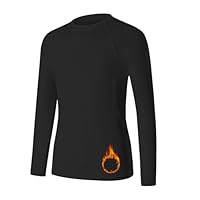 HYCOPROT Kids Thermal Top Warm Winter Compression Shirt Childrens Long Sleeve Youth Lightweight Fleece Base Layer Boys Athletic Quick Dry Warm Underwear for School Football Baseball Soccer Undershirt