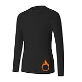 HYCOPROT Camiseta Térmica para Niños Ropa Interior Térmica de Manga Larga Camiseta Interior de Forro Polar para Jóvenes Ropa Funcional Transpirable para Esquiar en Invierno Fútbol Senderismo Ciclismo
