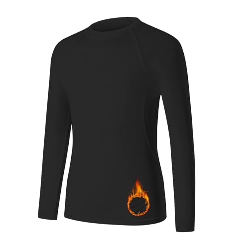 HYCOPROT Camiseta Térmica para Niños Ropa Interior Térmica de Manga Larga Camiseta Interior de Forro Polar para Jóvenes Ropa Funcional Transpirable para Esquiar en Invierno Fútbol Senderismo Ciclismo
