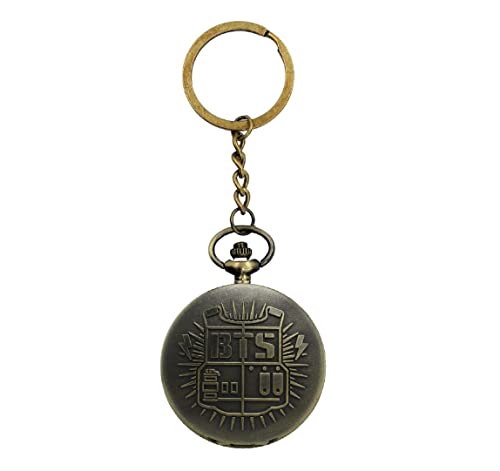 Image of AUGEN Premium Pocket Watch Metal Keychain BTS-2 Retro Vintage for Gifting With Key Ring Anti-Rust (Pack Of 1)