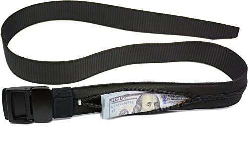 Money Belts for Travel for Men, Nylon Military Tactical Mens with Zinc Alloy Buckle, Security Money Belt with Hidden Money Pocket - Black2