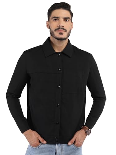Image of CHKOKKO Men's Fleece Solid Winter Wear Regular Fit Standard Length Jacket