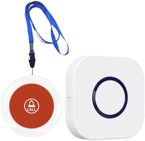 Caregiver Pager Wireless Emergency Button with SOS Alert for Seniors at Home - 38 Melodies 1000+ Feet Range for Elderly Patient Disabled Home Care Life Alert - 1 Plugin Receiver + 1 Transmitter White