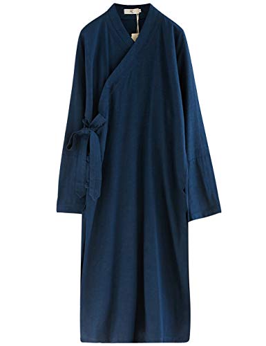 Men's Cotton Linen Kung Fu Robe Meditation Long Gown Suit Overcoat Casual Kaftan Martial Arts Uniform2