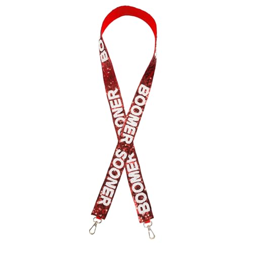 Lashicorn Sequin Purse Strap Oklahoma Crimson College Game Day Clear Handbag Replacement Strap Stadium Football University 49” Gold Hardware Clips