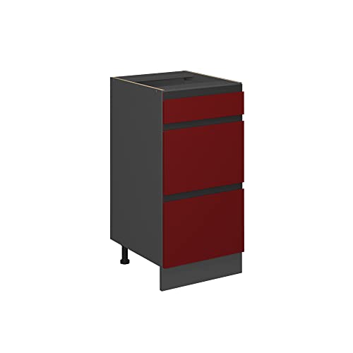 Vicco Meuble Cuisine R-Line, Rouge, 40cm J-Shape, avec tiroirs, sans PT, pour Une Combinaison Libre au Sein de systèmes de Cuisine modulaires