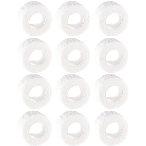 12-Pack Self Adhesive Bandage Wrap 1Inch x 5 Yards, Elastic Athletic Tape, Tattoo Grip Tape, Non Woven Medical Tape for First Aid, Sports, Wrist, Ankle, Vet Wrap for Pets (White)