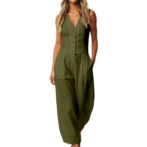 Traje de una pieza ligero mameluco casual con pantalones de pierna ancha