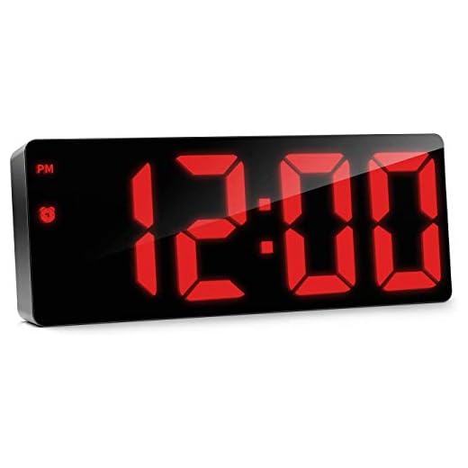 Flysocks Reloj Despertador Digital, no Hace tictac, Funciona con Red, Brillo Ajustable, Gran Pantalla LED