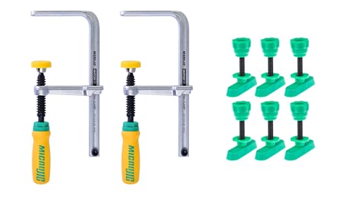Image of MICROJIG Matchfit Dovetail Clamp (2-Pack) & 1" Dovetail Track Screw (6-Pack) Bundle – Versatile Clamping System for Woodworking, DIY Projects, Fixtures & Jigs – Requires 1/2" 14 degree Dovetail Bit