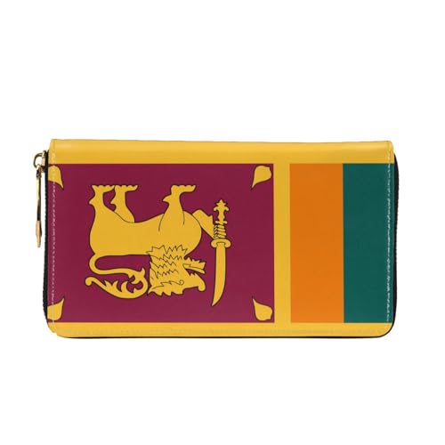 Sri Lanka Flag Long leather wallet - with zipper - portable and waterproof, suitable for office, study and daily use2