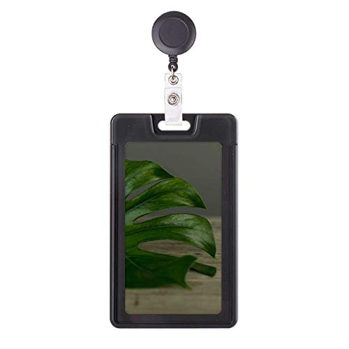 Funda retráctil para tarjetas de identidad y pases con diseño de hojas de mesa