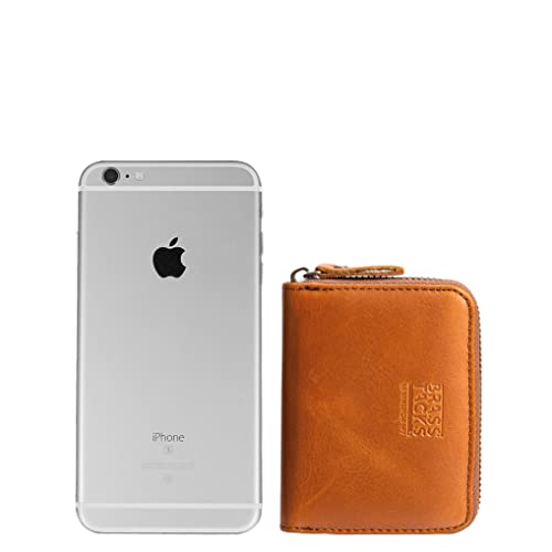 Image of Vintage Full Top Grain Leather Wallet RFID Blocking Multi Card Case with Zipper Pocket Card Holder for Men Women Gift Box