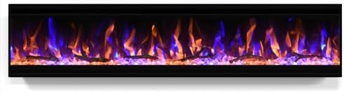 50 inch Electric Fireplace, 4.3" Ultra-Thin Electric Fireplace Inserts, Ultra-Narrow Frame, Wall Mounted and Recessed Fireplace, Log & Crystal, Touch Screen & Remote Control, 1500W