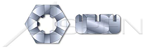 (8 pcs) M30-2.0, DIN 937, Metric, Thin Slotted Castle Nuts, Steel, Zinc Plated