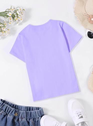 Image of Girls' Graphic Tees Summer Cute Tops Casual Short Sleeve Crew Neck T Shirts