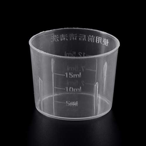 Lot de 10 gobelets gradués en plastique transparent de 15 ml pour fournitures expérimentales de laboratoire