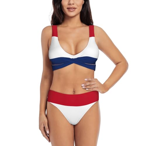 Maillot de bain 2 pièces ventre plat imprimé drapeau néerlandais complexe silhouette gommée